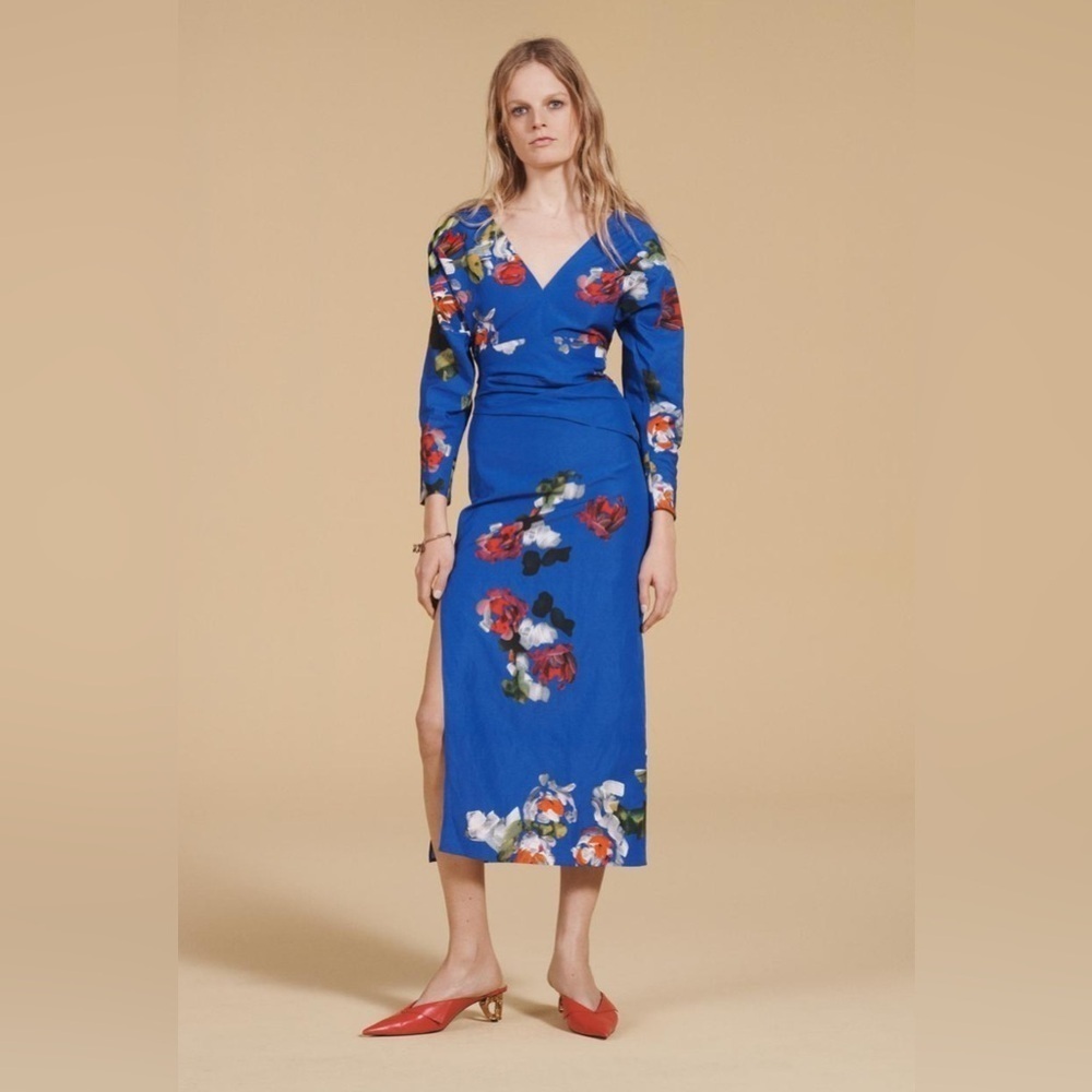Zara Printed Ruched Dress size Small